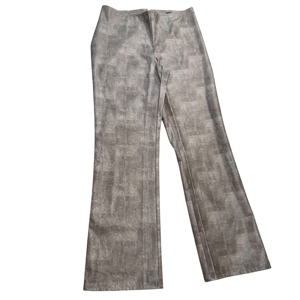 Accomplice Snake Print Flare Pants Vintage Y2K Metallic Grey Reptile Size 13/14